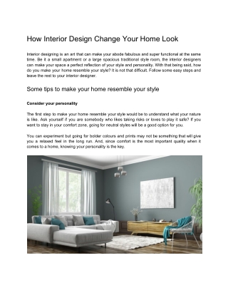 How Interior Design Change Your Home Look