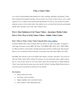 Trim a Vimeo Video Online and Offline Easily and Quickly