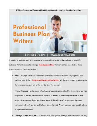 7 Things Professional Business Plan Writers Always Include in a Bank Business Plan