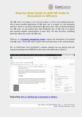 Step-by-Step Guide to Add QR Code to Document in Alfresco