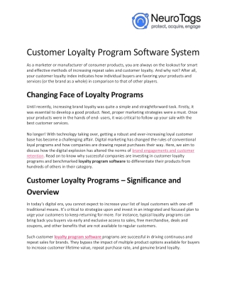 Customer Loyalty Program Software System