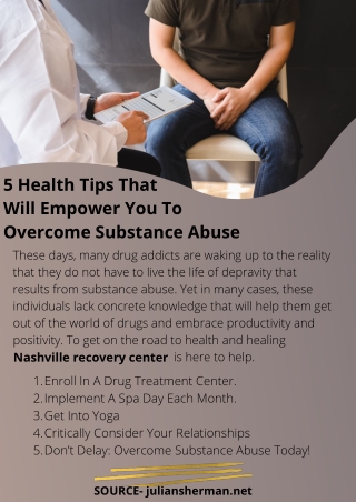 5 Health Tips That  Will Empower You To Overcome Substance Abuse