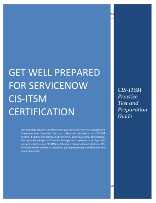 Get Well Prepared for ServiceNow CIS-ITSM Certification