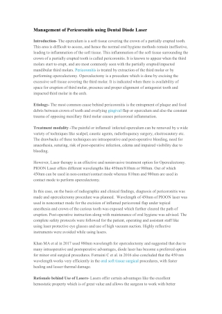 Management of Pericoronitis using Dental Diode Laser