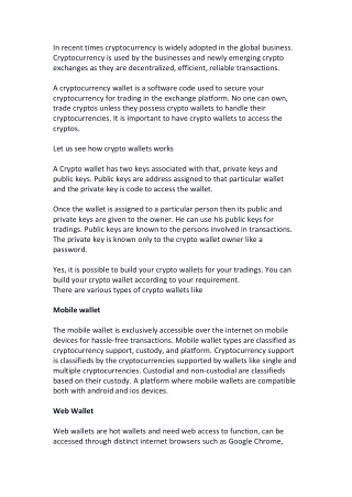 Important Features of Crypto Wallets