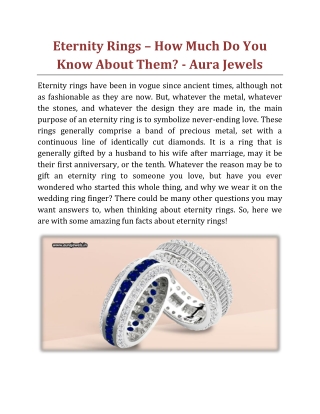 Eternity Rings – How Much Do You Know About Them - Aura Jewels