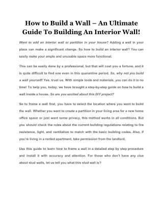 How to Build a Wall – An Ultimate Guide To Building An Interior Wall!