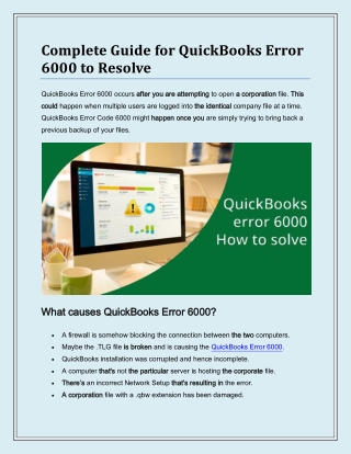 Complete Guide for QuickBooks Error 6000 to Resolve