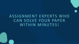 Assignment Experts who can solve your paper within minutes!