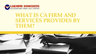 What Is Ca Firm And Services Provides By Them?