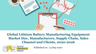 Global Lithium Battery Manufacturing Equipment Market Size, Manufacturers, Supply Chain, Sales Channel and Clients, 2020