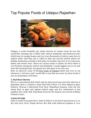 Top Popular Foods of Udaipur,Rajasthan