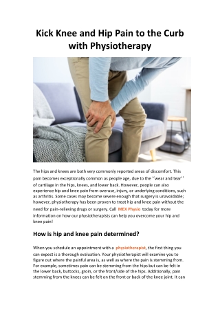 Kick Knee and Hip Pain to the Curb with Physiotherapy