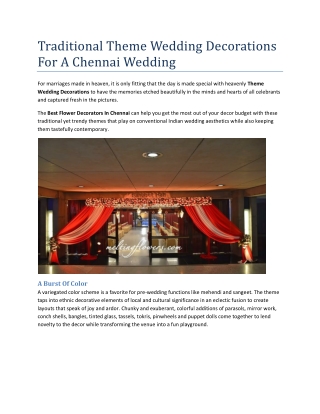 Traditional Theme Wedding Decorations For A Chennai Wedding