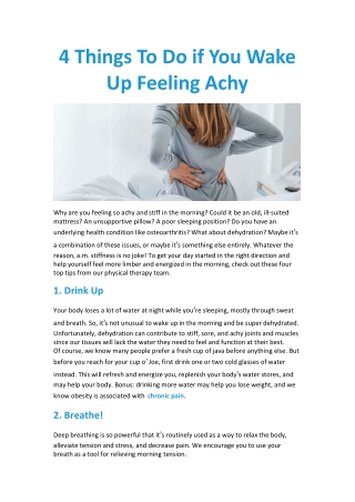 4 Things To Do if You Wake Up Feeling Achy