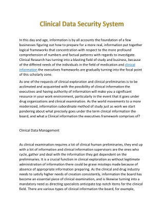 Clinical Data Security System