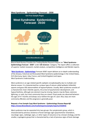 West Syndrome - Epidemiology Disease Research Report Forecast 2030