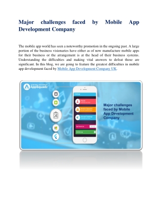 Major challenges faced by Mobile App Development Company