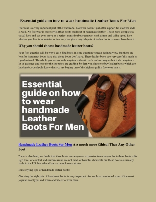 Essential guide on how to wear handmade Leather Boots For Men