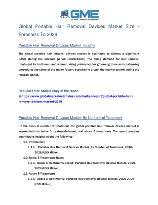 Global Portable Hair Removal Devices Market Size, Trends & Analysis - Forecasts to 2026