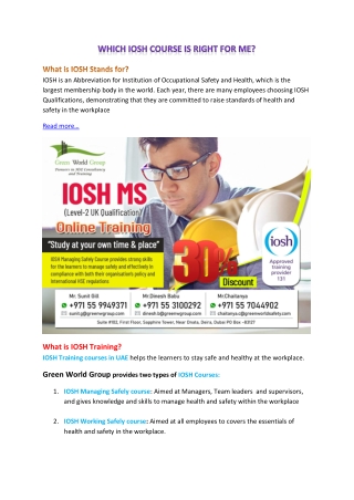 WHICH IOSH COURSE IS RIGHT FOR ME?