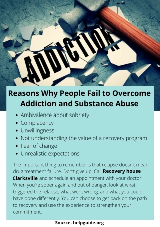 Reasons Why People Fail to Overcome Addiction and Substance Abuse