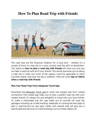 How To Plan Road Trip with Friends