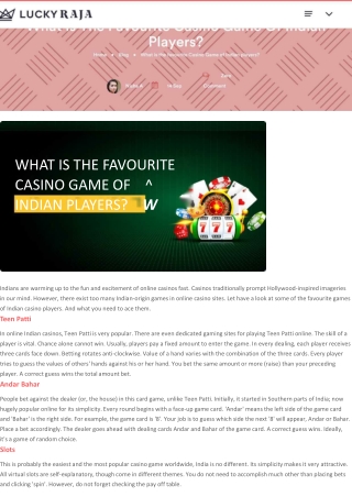 What Is The Favourite Casino Game Of Indian Players?