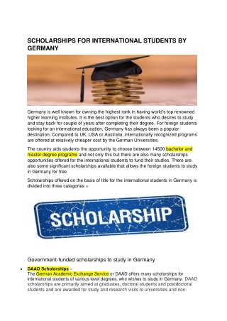 Scholarships for international students by Germany