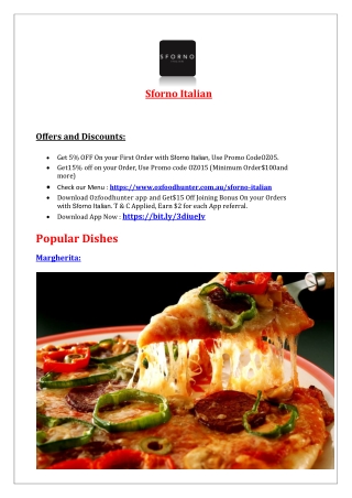 5% Off - Sforno Italian Menu - Italian Restaurant Munno Para,SA