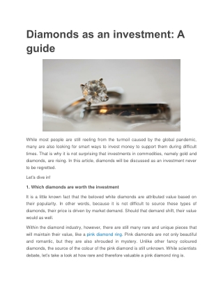 Diamonds as an investment: A guide