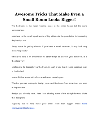 Awesome Tricks That Make Even a Small Room Looks Bigger!
