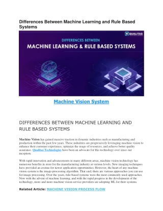 DIFFERENCES BETWEEN MACHINE LEARNING AND RULE BASED SYSTEMS