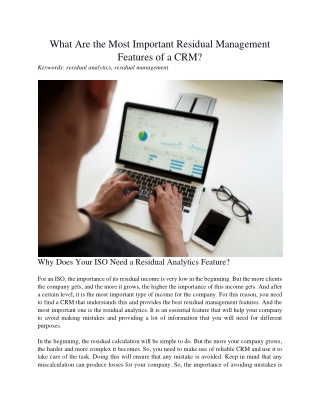 What Are the Most Important Residual Management Features of a CRM?
