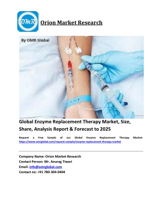 Global Enzyme Replacement Therapy Market Size, Industry Trends, Share and Forecast 2019-2025