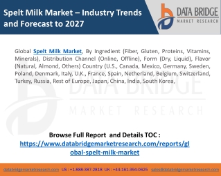 Market News: Spelt Milk Market size, Industry  Share, trends by 2020-2027