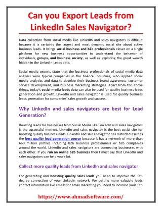 Can you export leads from LinkedIn Sales Navigator