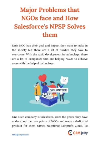 Major Problems that NGOs face and How Salesforce's NPSP Solves them