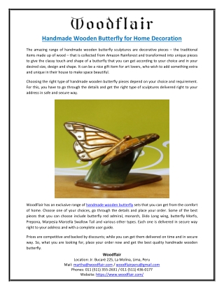 Handmade Wooden Butterfly for Home Decoration