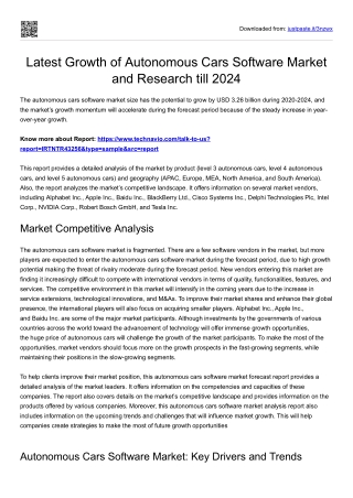 Autonomous Cars Software Market Growth, News and Demand 2024