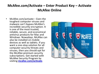 McAfee.com/Activate – Enter Product Key – Activate McAfee Online