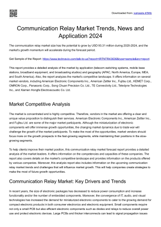 Communication Relay Market by Application and Geography 2024