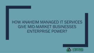 How Anaheim Managed IT Services Give Mid-Market Businesses Enterprise Power?