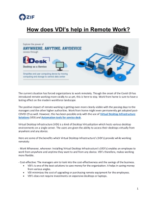 How does VDI’s help in Remote Work?