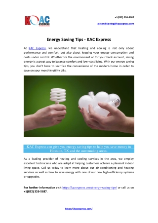 Energy Saving Tips - KAC Express