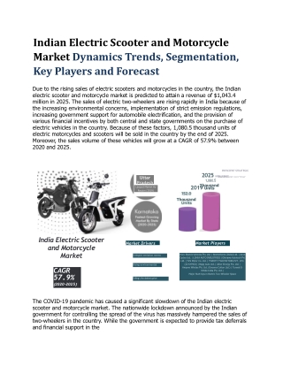India Electric Scooter and Motorcycle Market Opportunities, Driving Forces, COVID-19 Impact Analysis, Future Potential 2