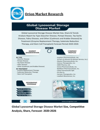 Global Lysosomal Storage Disease Market Size, Competitive Analysis, Share, Forecast- 2020-2026