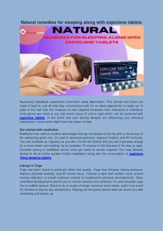 Natural remedies for sleeping along with zopiclone tablets