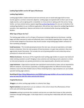 Landing Page Builders Are for All Types of Businesses