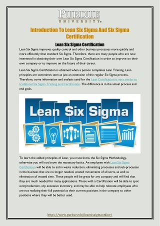 Introduction To Lean Six Sigma And Six Sigma Certification